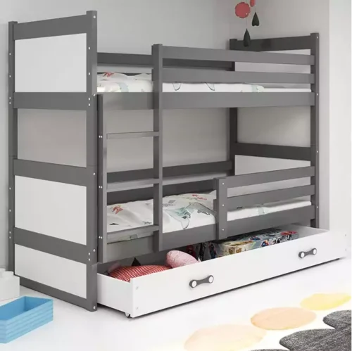 RICO 90X200 youth bunk bed with drawer, graphite/white