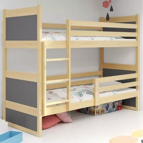 RICO youth bunk bed 90×190 with mattress, pine/graphite