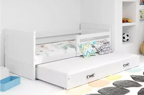 RICO youth folding bed 90×190 with mattress and drawer, white