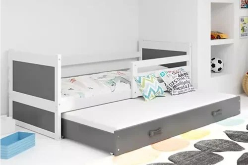 RICO youth folding bed 90×190 with mattress and drawer, white/graphite