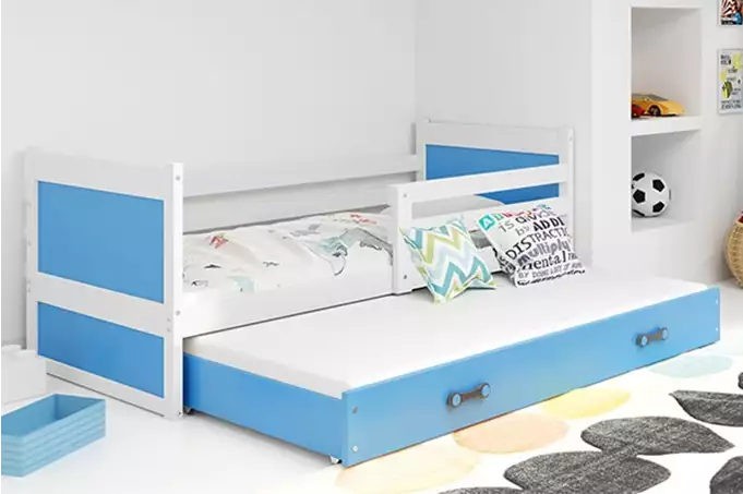 RICO youth folding bed 90x190 with mattress and drawer, white/blue