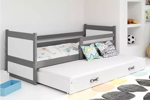 RICO 90×200 youth pull-out bed with drawer, graphite/white
