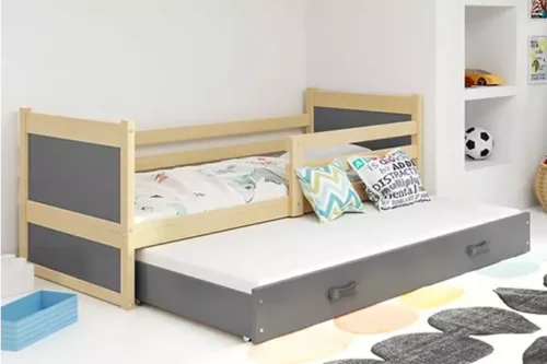 RICO youth folding bed 90×190 with mattress and drawer, pine/graphite
