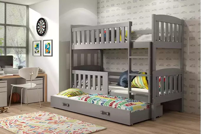 KUBUŚ 3-person youth bed 90X190 with drawer, graphite color - Image 3