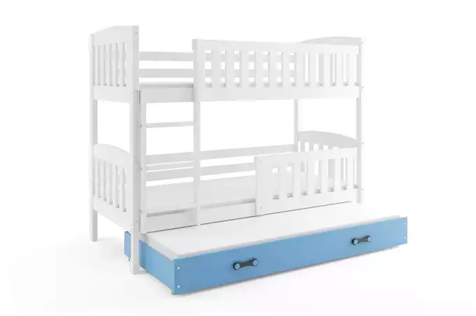 KUBUŚ 3-person youth bed 90x200 with mattress and drawer, white/blue - Image 4