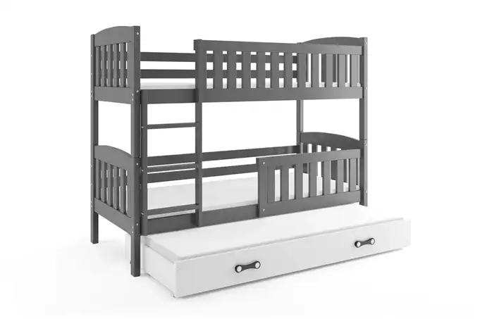 KUBUŚ 90X200 three-person youth bed with mattress and drawer, graphite/white - Image 4