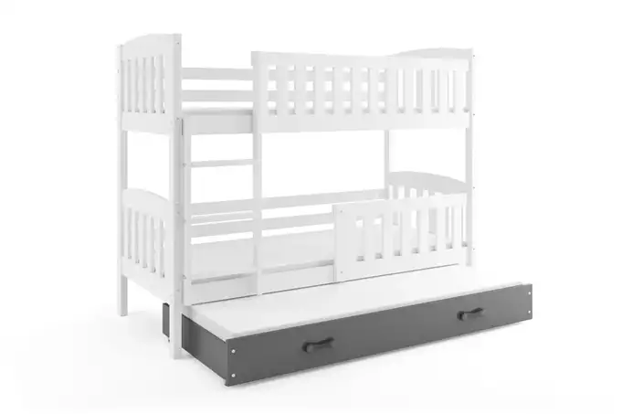 KUBUŚ 3-person youth bed 90x200 with drawer, white/graphite - Image 4