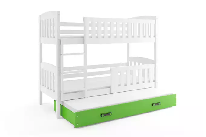 KUBUŚ 3-person youth bed 90x200 with drawer, white/green - Image 4
