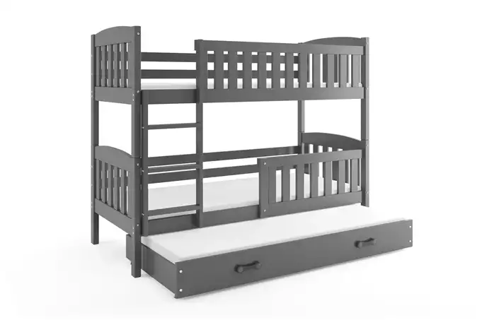 KUBUŚ 3-person youth bed 90X200 with drawer, graphite color - Image 4