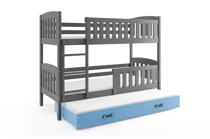 KUBUŚ 3-person youth bed 90x200 with drawer, graphite/blue - Image 4