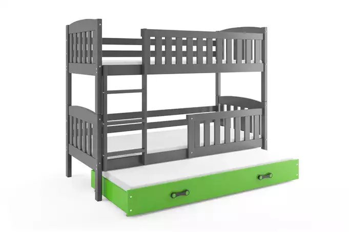 KUBUŚ 3-person youth bed 90x200 with drawer, graphite/green - Image 4