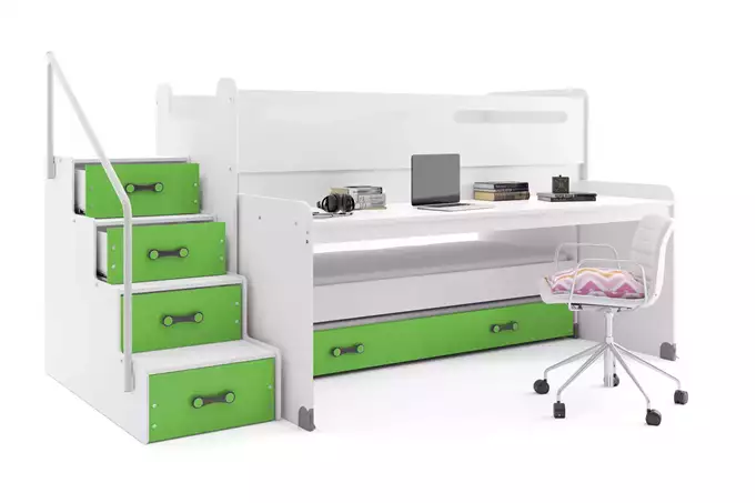 MAX 1 80X200 three-person youth bed with table, green - Image 3