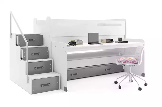 MAX 1 80X200 triple youth bed with mattress and table, graphite color - Image 2