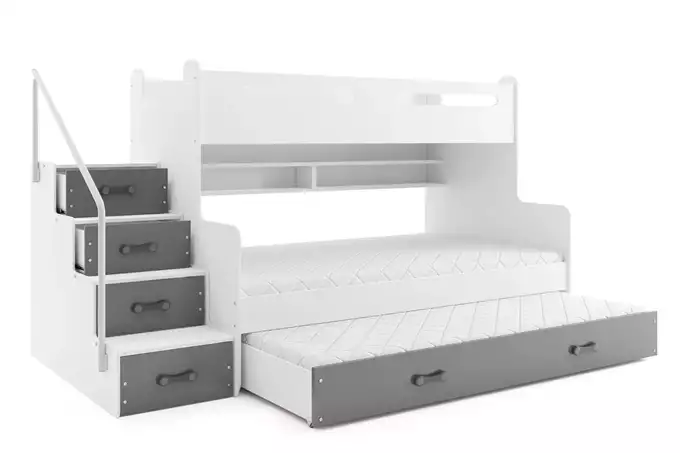 MAX 3 120X200 three-person youth bed with mattress and drawer, graphite color