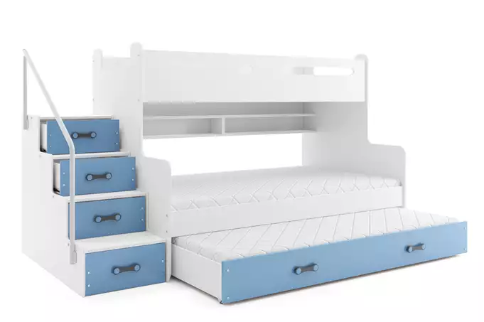 MAX 3 120X200 three-person youth bed with drawer, blue