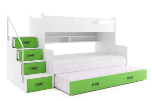MAX 3 120X200 three-person youth bed with drawer, green