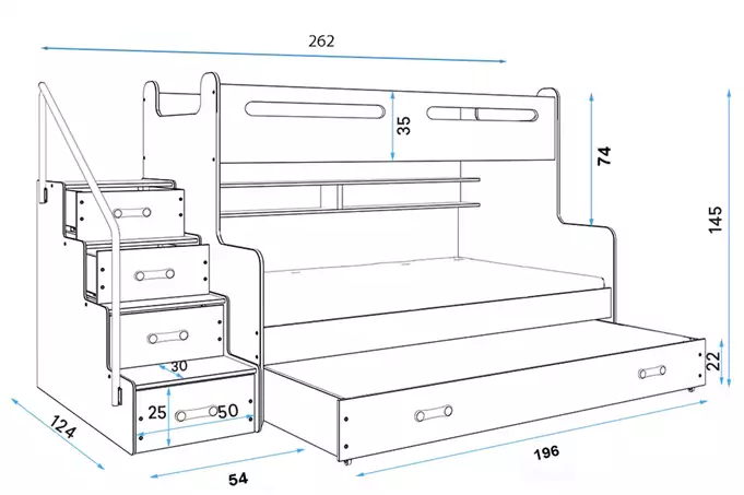 MAX 3 120X200 three-person youth bed with drawer, green - Image 5