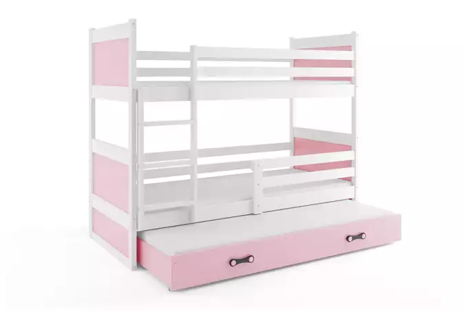RICO 90X190 three-person youth bed with mattress and drawer, white/pink - Image 4