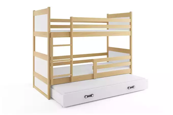 RICO 90X190 triple youth bed with mattress and drawer, pine/white - Image 4