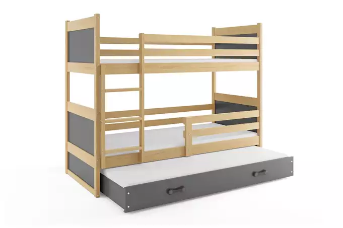 RICO 90X190 three-person youth bed with mattress and drawer, pine/graphite - Image 4