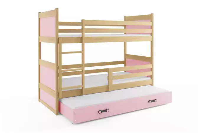 RICO 90X190 three-person youth bed with drawer, pine/pink - Image 4