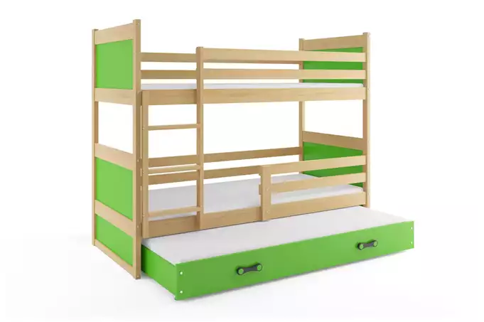RICO 90X190 three-person youth bed with drawer, pine/green - Image 4
