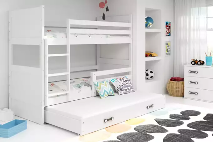 RICO 90X200 three-person youth bed with mattress and drawer, white - Image 3
