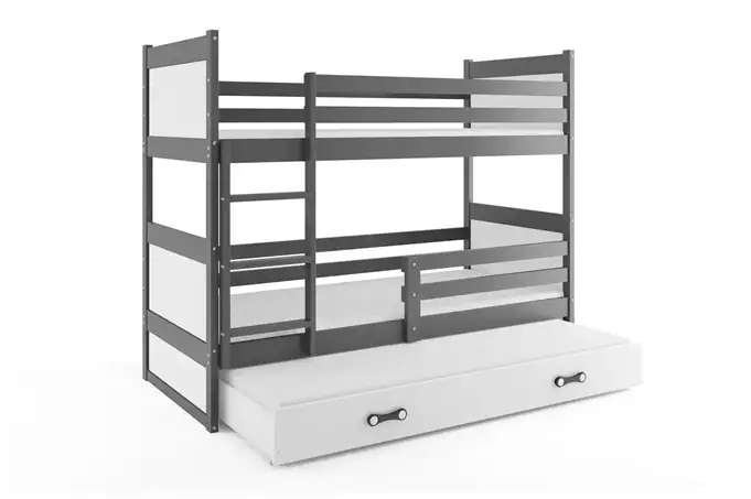 RICO 90X200 three-person youth bed with mattress and drawer, graphite/white - Image 4