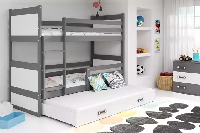 RICO 90X200 three-person youth bed with mattress and drawer, graphite/white - Image 3