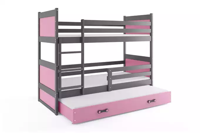 RICO 90X200 three-person youth bed with drawer, graphite/pink - Image 4