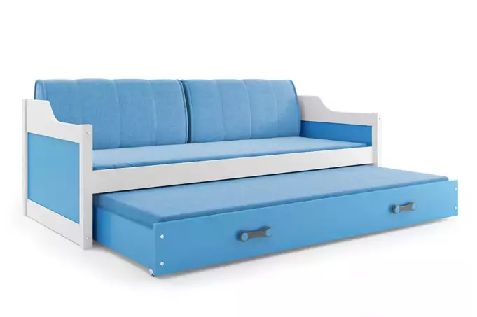 DAWID 90X200 youth folding bed with mattress and drawer, white/blue - Image 5