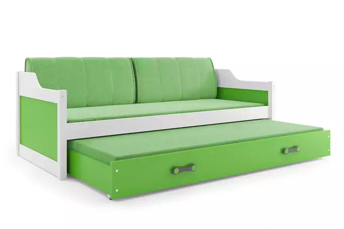 DAWID 90X200 youth folding bed with mattress and drawer, white/green - Image 5