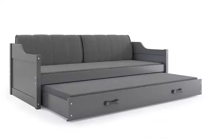 DAWID 90X200 youth folding bed with mattress and drawer, graphite color - Image 5