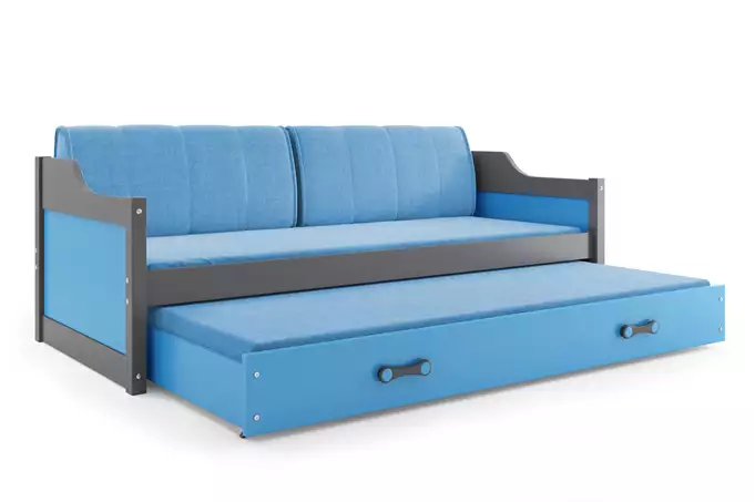 DAWID 90X200 youth folding bed with mattress and drawer, graphite/blue - Image 5