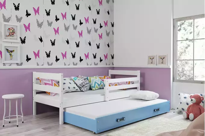 ERYK 80X190 youth folding bed with mattress and drawer, white/blue - Image 6