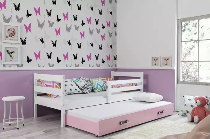 ERYK 80X190 youth folding bed with mattress and drawer, white/pink - Image 6