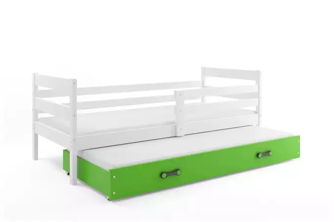 ERYK 80X190 youth folding bed with mattress and drawer, white/green - Image 3