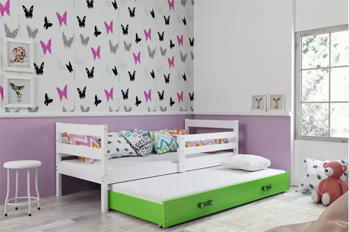 ERYK 80X190 youth folding bed with mattress and drawer, white/green - Image 6