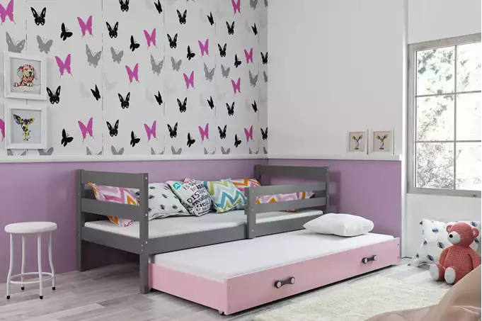 ERYK 80X190 youth folding bed with mattress and drawer, graphite/pink - Image 5