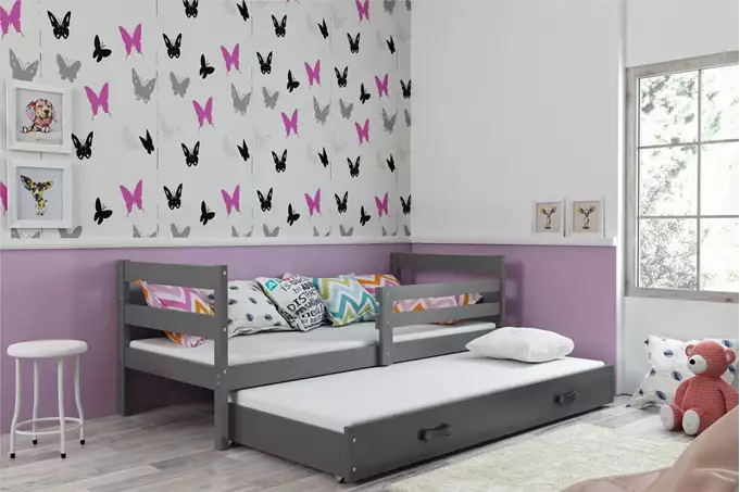 ERYK 80X190 youth folding bed with mattress and drawer, graphite color - Image 5