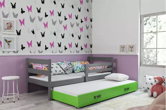 ERYK 80X190 youth folding bed with mattress and drawer, graphite/green - Image 5