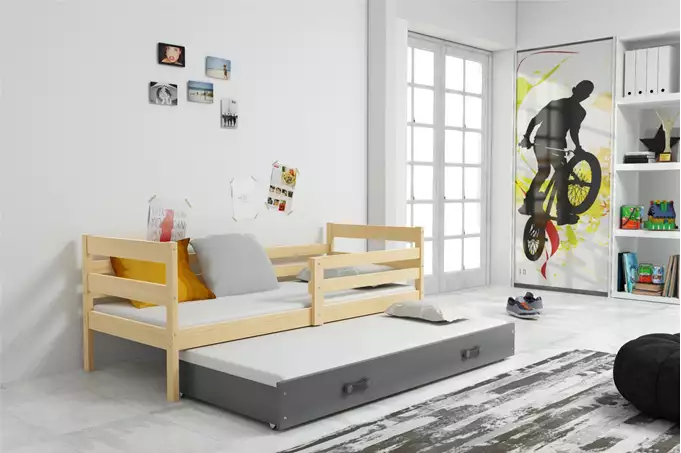 ERYK 80X190 youth folding bed with mattress and drawer, pine/graphite - Image 5
