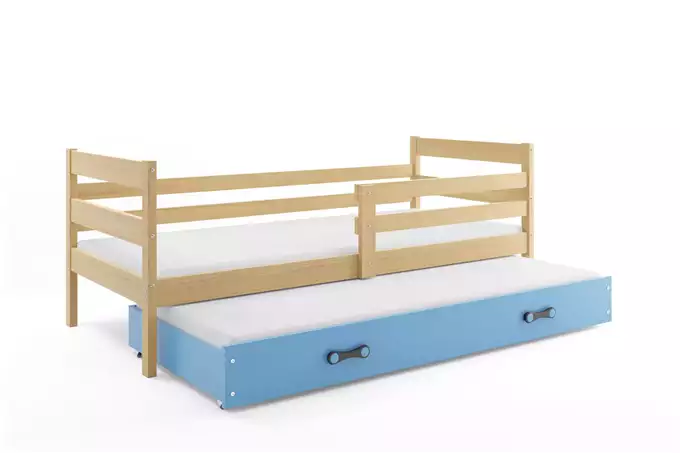 ERYK 80X190 youth folding bed with mattress and drawer, pine/blue - Image 2