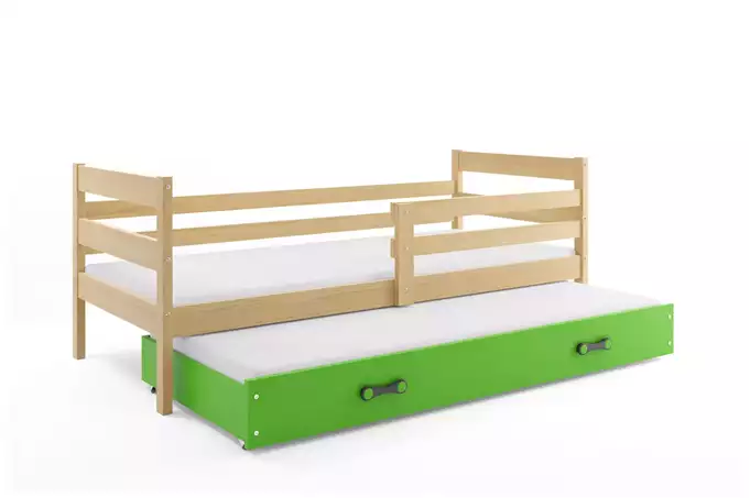 ERYK 80X190 youth folding bed with mattress and drawer, pine/green - Image 2