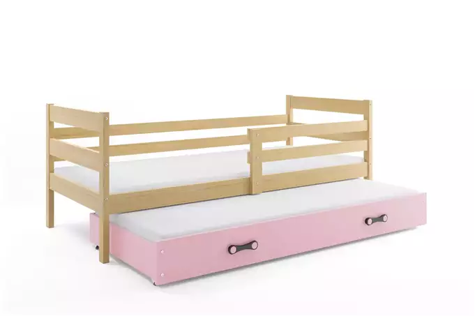 ERYK 80X190 youth pull-out bed with drawer, pine/pink - Image 4