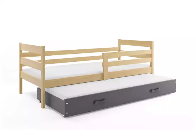 ERYK 90x200 youth pull-out bed with drawer, pine/graphite