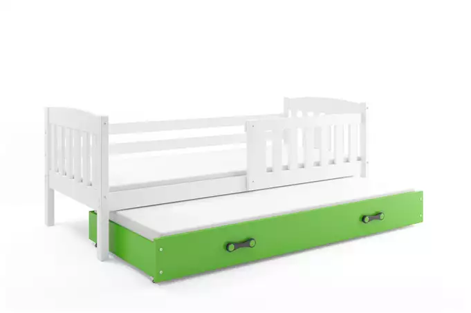 KUBUŚ youth folding bed 90x190 with mattress and drawer, white/green - Image 5
