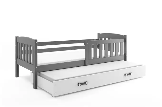 KUBUŚ youth folding bed 90x190 with mattress and drawer, graphite/white - Image 3