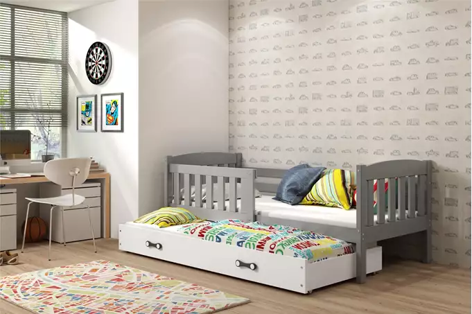 KUBUŚ youth folding bed 90x190 with mattress and drawer, graphite/white - Image 4