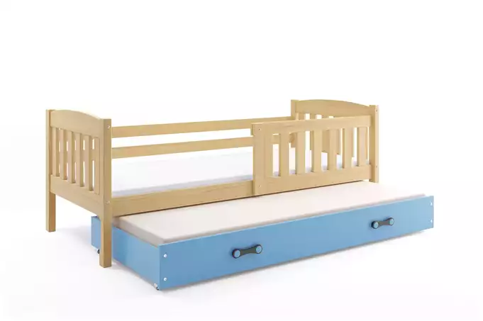 KUBUŚ youth folding bed 90x190 with mattress and drawer, pine/blue - Image 5